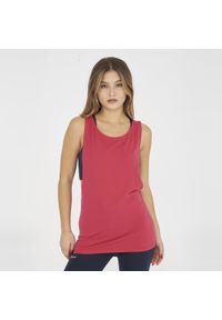 LEGEA - Top na siłownię damski NISHER ciemnoróżowy. Kolor: niebieski, wielokolorowy, pomarańczowy. Materiał: bawełna. Sport: fitness #1