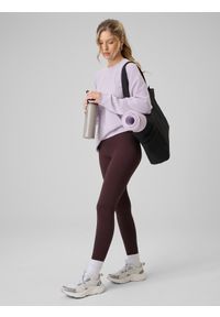 4f - 4F Bluza dresowa regular z modalem damska - fioletowa L. Okazja: na co dzień. Typ kołnierza: bez kaptura. Kolor: fioletowy. Materiał: dresówka. Wzór: gładki. Styl: casual #2