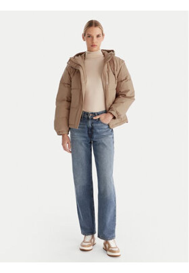 Calvin Klein Jeans Kurtka puchowa LV044D522G Beżowy Regular Fit. Kolor: beżowy. Materiał: syntetyk