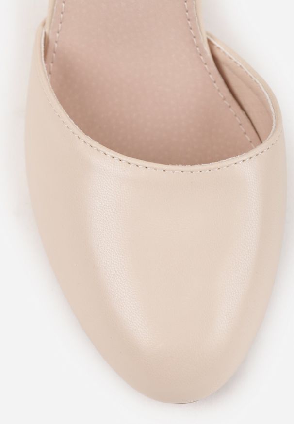 Born2be - Jasnobeżowe Eleganckie Czółenka na Słupku z Wkładką ze Skóry Naturalnej Belorine. Kolor: beżowy. Materiał: skóra. Obcas: na słupku. Styl: elegancki