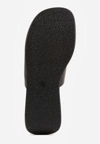 Born2be - Czarne Klapki Drewniaki na Koturnie z Paskiem na Palec Triajoy. Okazja: na co dzień. Kolor: czarny. Materiał: bawełna, len. Sezon: lato. Obcas: na koturnie. Styl: casual, elegancki #2