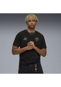 Puma - Męska koszulka RC Lens KING PUMA Black Matte Gold Beige. Kolor: czarny, beżowy, wielokolorowy, żółty. Sport: piłka nożna