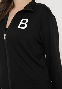 Born2be - Czarny Komplet Dresowy z Bawełny z Zasuwaną Bluzą i Spodniami Tervil. Kolor: czarny. Materiał: bawełna, dresówka #3