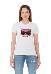 Karl Lagerfeld - KARL LAGERFELD Biały t-shirt Boucle Choupette. Kolor: biały