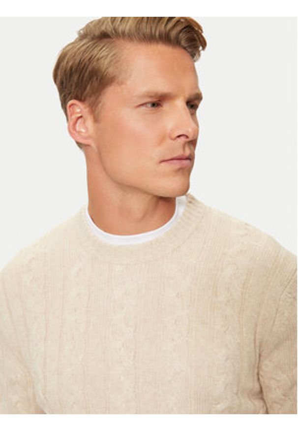 United Colors of Benetton - United Colors Of Benetton Sweter 1335U107G Beżowy Regular Fit. Kolor: beżowy. Materiał: wiskoza, syntetyk