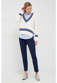 Polo Ralph Lauren koszula bawełniana damska kolor niebieski regular z kołnierzykiem klasycznym. Typ kołnierza: kołnierzyk klasyczny, polo. Kolor: niebieski. Materiał: bawełna. Wzór: aplikacja. Styl: klasyczny #3