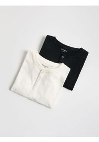 Reserved - Bawełniany longsleeve 2 pack - czarny. Kolor: czarny. Materiał: bawełna. Długość rękawa: długi rękaw