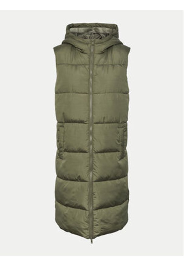 Pieces Bezrękawnik Bee 17117414 Khaki Regular Fit. Kolor: brązowy. Materiał: syntetyk. Długość rękawa: bez rękawów