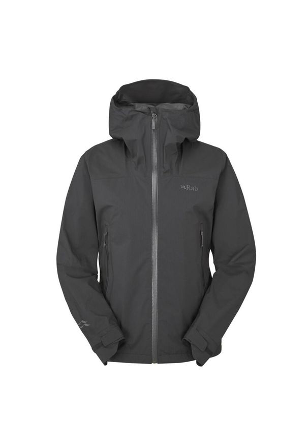 Kurtka przeciwdeszczowa damska Rab Women's Downpour Light Jacket z kapturem. Typ kołnierza: kaptur. Kolor: szary