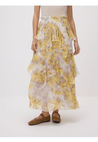 Reserved - Spódnica z falbanami - jasnożółty. Kolor: żółty. Materiał: tkanina #1