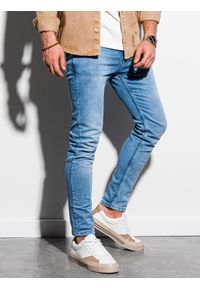 Ombre Clothing - Spodnie męskie jeansowe P1007 - jasnoniebieskie - XXL. Kolor: niebieski. Materiał: jeans. Styl: klasyczny #4