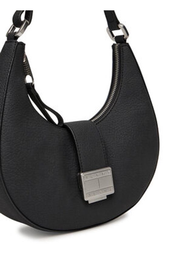 Tommy Jeans Torebka Tjw Crush Shoulder Bag AW0AW17539 Czarny. Kolor: czarny. Materiał: skórzane