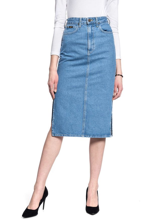 Lee - LEE THELMA SKIRT DAMSKA SPÓDNICA JEANSOWA CLEAN CALLIE L38EGAZE. Materiał: jeans