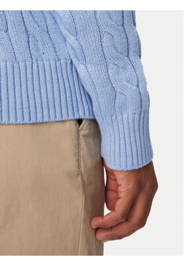 Polo Ralph Lauren Sweter 710775885535 Błękitny Regular Fit. Typ kołnierza: polo. Kolor: niebieski. Materiał: bawełna