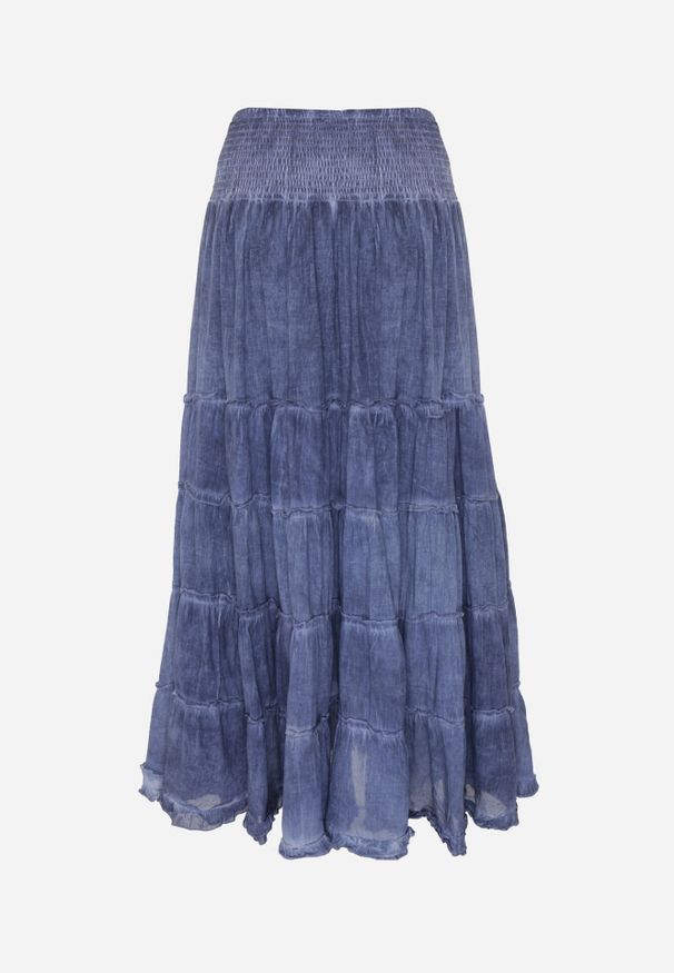 Born2be - Niebieska Spódnica z Bawełny z Wysokim Stanem Stylizowana na Jeansową Ealread. Okazja: do pracy, na co dzień, na spacer. Stan: podwyższony. Kolor: niebieski. Materiał: bawełna, jeans. Wzór: gładki. Styl: elegancki, casual