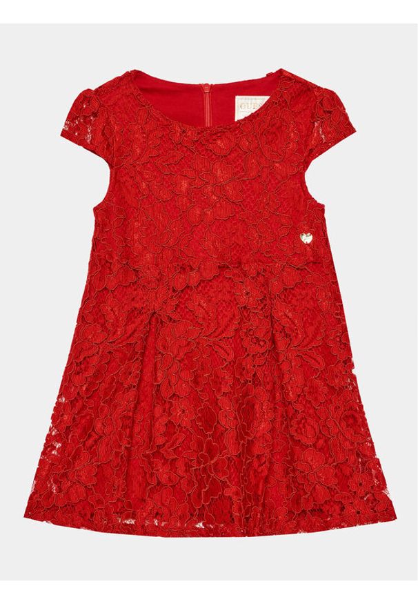 Guess Sukienka codzienna K3BK03 WFS60 Czerwony Regular Fit. Okazja: na co dzień. Kolor: czerwony. Materiał: bawełna. Typ sukienki: proste. Styl: casual