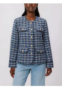 Reserved - Marynarka z ozdobnymi kieszeniami - granatowy. Kolor: niebieski. Materiał: tkanina