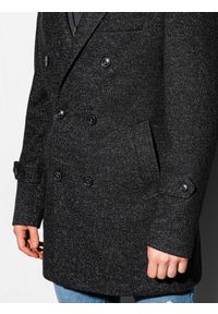 Ombre Clothing - Płaszcz męski oversize C429 - czarny - XL. Kolor: czarny. Materiał: wiskoza, poliester. Sezon: wiosna. Styl: elegancki