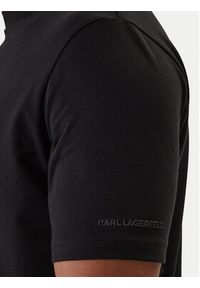 Karl Lagerfeld - KARL LAGERFELD T-Shirt 755053 561221 Czarny Regular Fit. Typ kołnierza: dekolt w karo. Kolor: czarny. Materiał: bawełna #4