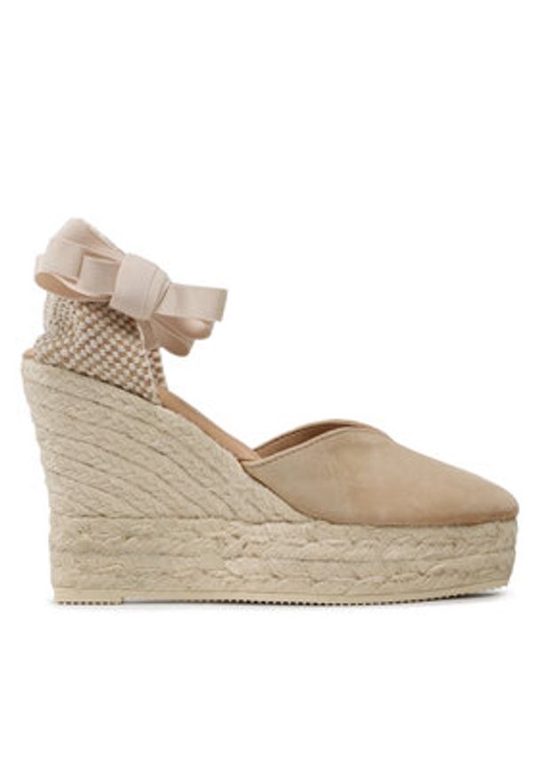 Manebi Espadryle Heart-Shaped Wedge Espadrilles M 1.1 WH Beżowy. Kolor: beżowy. Materiał: zamsz, skóra