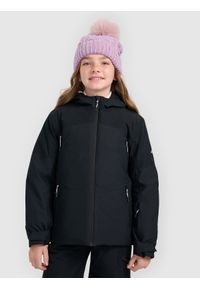 4f - 4F Kurtka narciarska membrana 8000 dziewczęca - czarna 152 (11-12 lat). Kolor: czarny. Materiał: poliester. Sezon: lato #1