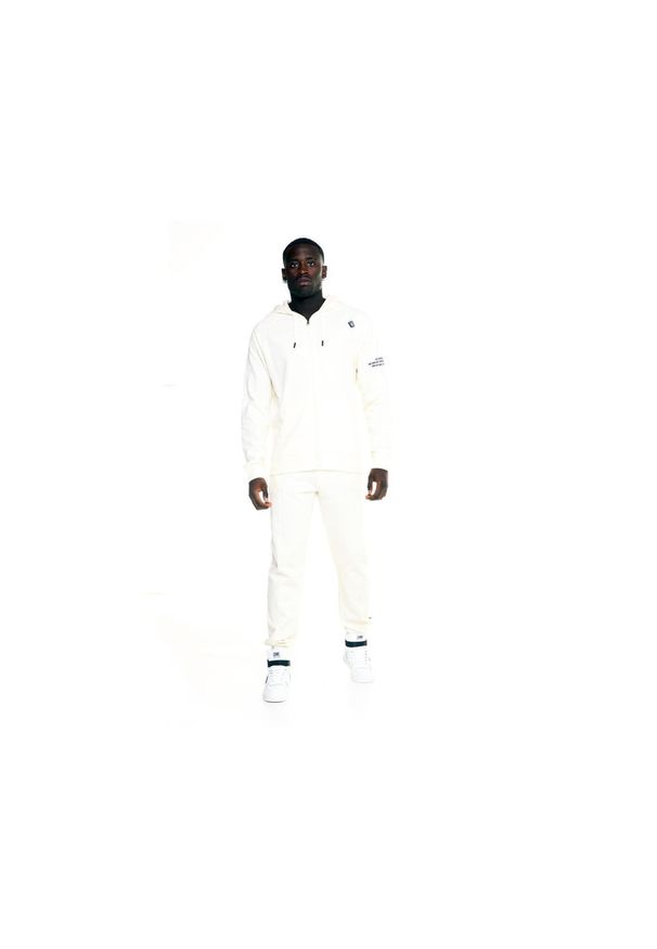 LEONE 1947 APPAREL - Męski dres Leone z kapturem i pełnym zamkiem błyskawicznym. Kolor: biały. Materiał: dresówka. Sport: fitness