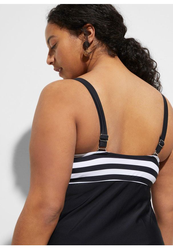 bonprix - Długie tankini z figami bikini high waist (komplet 2-cz.). Kolor: czarny. Długość rękawa: na ramiączkach. Długość: długie. Styl: retro
