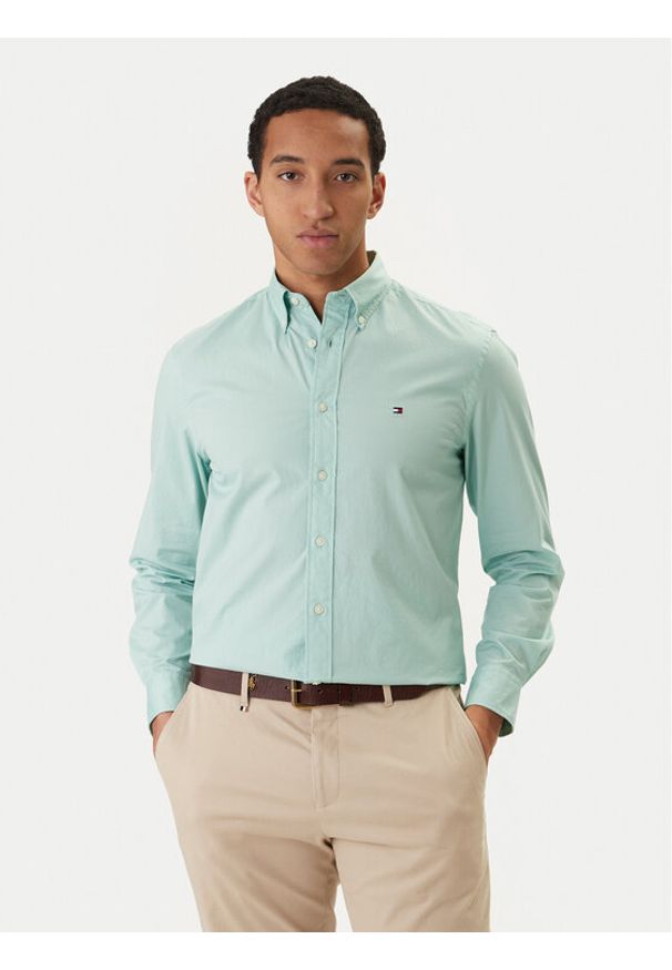 TOMMY HILFIGER - Tommy Hilfiger Koszula MW0MW37550 Zielony Regular Fit. Kolor: zielony. Materiał: bawełna