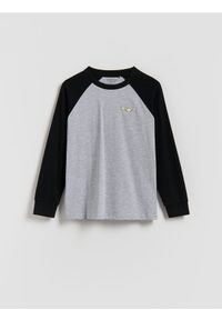 Reserved - Bawełniany longsleeve - czarny. Kolor: czarny. Materiał: bawełna. Długość rękawa: długi rękaw