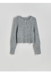 Reserved - Kardigan z dekoracyjnymi guzikami - szary. Kolor: szary. Materiał: dzianina, wełna #1