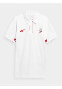 4f - Koszulka polo męska Chorwacja - Tokio 2020. Typ kołnierza: polo. Kolor: biały. Materiał: bawełna, dzianina. Wzór: nadruk. Sezon: lato #1