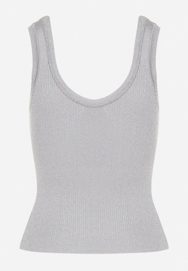 Born2be - Ciemnoszary Top z Wiskozą Obszyty Metaliczną Nicią Nerevana. Okazja: na co dzień, do pracy. Kolor: szary. Materiał: wiskoza. Styl: casual, elegancki, wizytowy