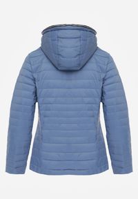 Born2be - Niebieska Pikowana Kurtka Przejściowa z Kapturem z Lamówką i Ściągaczami Zidara. Okazja: na spacer. Typ kołnierza: kaptur. Kolor: niebieski. Materiał: jeans, dresówka, poliester #7