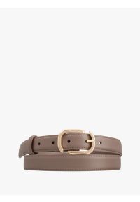 Ryłko - Brązowy pasek ze skóry licowej. Kolor: brązowy. Materiał: skóra. Wzór: aplikacja #1