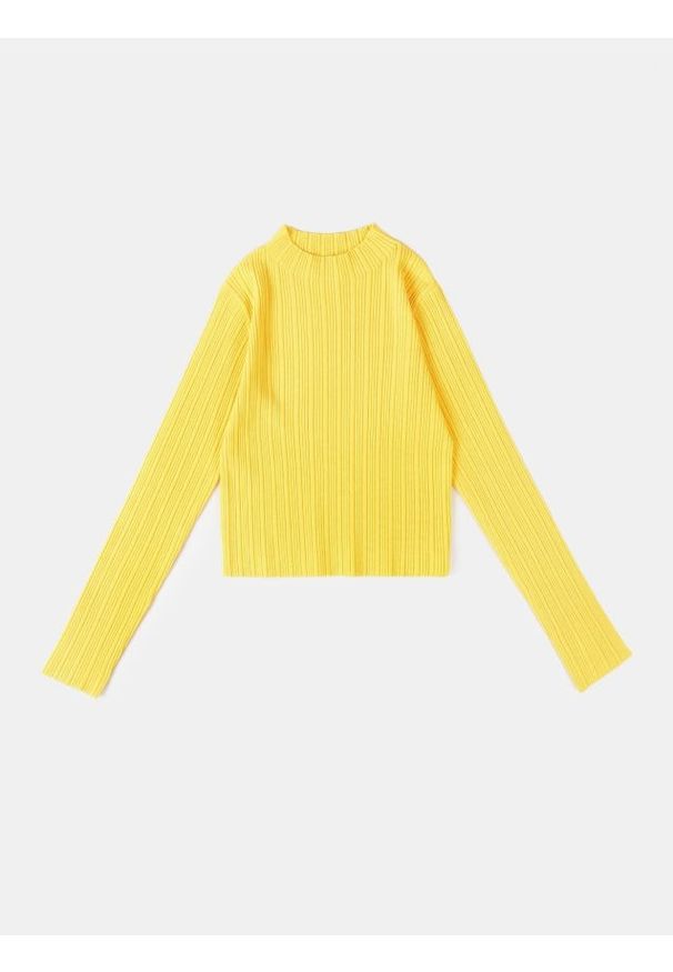 Sinsay - Prążkowany golf - żółty. Typ kołnierza: golf. Kolor: żółty. Materiał: prążkowany
