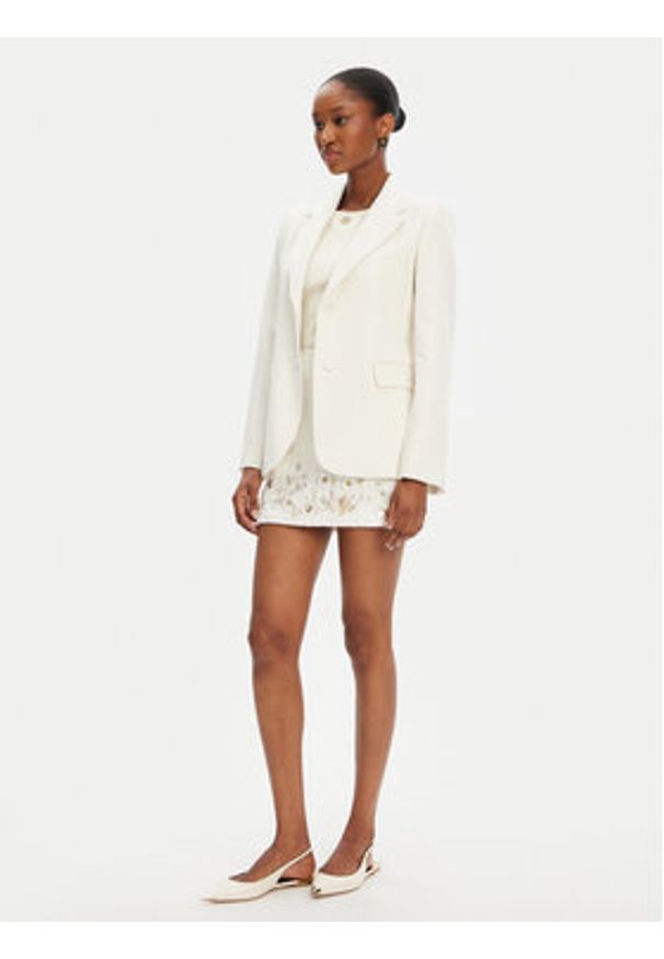 Elisabetta Franchi Spódnica mini GO-108-52E2-V400 Écru Regular Fit. Materiał: syntetyk