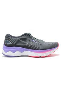 Buty do biegania damskie Mizuno 71 Wave Skyrise W. Zapięcie: sznurówki. Kolor: szary. Materiał: materiał, syntetyk. Szerokość cholewki: normalna. Model: Mizuno Wave #1