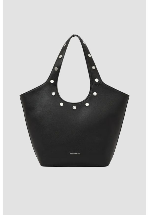 Karl Lagerfeld - KARL LAGERFELD Czarna shopperka Rocky Marais. Kolor: czarny. Wzór: aplikacja. Styl: casual, elegancki