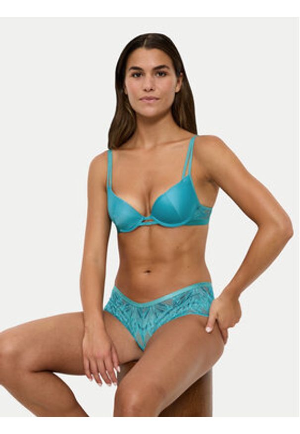 Triumph Biustonosz push-up Crazy Stupid Love 10222374 Niebieski. Kolor: niebieski. Materiał: syntetyk. Rodzaj stanika: push-up