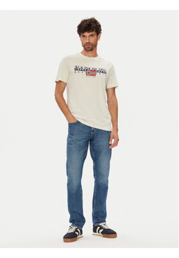Napapijri T-Shirt S-Aylmer NP0A4HTO Beżowy Regular Fit. Kolor: beżowy. Materiał: bawełna