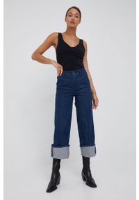 Sisley jeansy damskie high waist. Stan: podwyższony. Kolor: niebieski