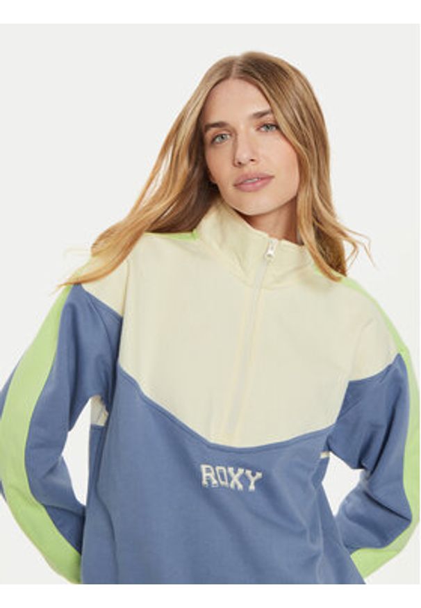 Roxy Bluza Essential Energy ERJFT04860 Niebieski Loose Fit. Kolor: niebieski. Materiał: bawełna