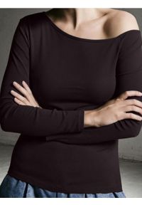 Sinsay - Bluzka z asymetrycznym dekoltem - brązowy. Kolor: brązowy #1