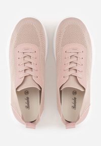 Born2be - Różowe Dzianinowe Sneakersy na Grubej Podeszwie ze Żłobieniami Enolora. Okazja: na co dzień, na spacer. Kolor: różowy. Materiał: dzianina. Szerokość cholewki: normalna. Sport: turystyka piesza, fitness #6