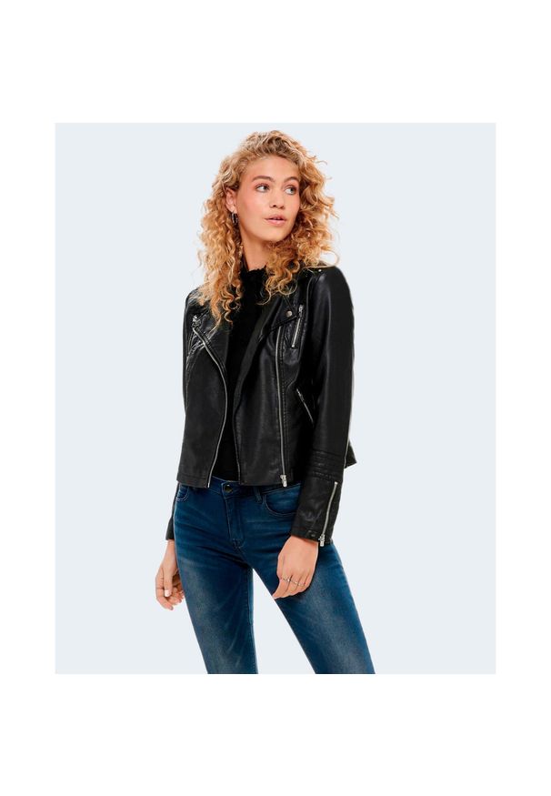 only - Kurtka Kobieta ONLY ONLGEMMA FAUX LEATHER BIKER OTW NOOS. Kolor: czarny. Materiał: skóra