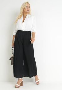 Born2be - Czarne Szerokie Spodnie z Plisowanej Tkaniny z Gumką w Pasie Cesele. Kolekcja: plus size. Kolor: czarny. Materiał: tkanina. Styl: elegancki #3