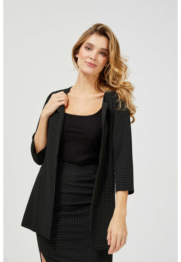 Marynarka MOODO elegancka, w kropki, długa, z długim rękawem