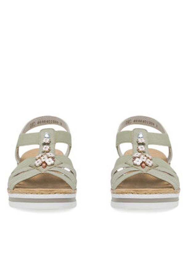 Rieker Sandały V0245-52 Zielony. Kolor: zielony. Materiał: syntetyk