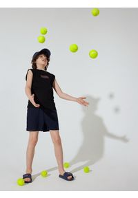 4f - 4F Spodenki plażowe boardshorty chłopięce 140 (9-10 lat). Okazja: na plażę. Kolor: niebieski. Materiał: tkanina, elastan, włókno. Sezon: lato #2