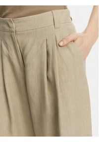 Marella Spodnie palazzo Zama 2513131132200 Khaki Regular Fit. Kolor: brązowy. Materiał: len #5